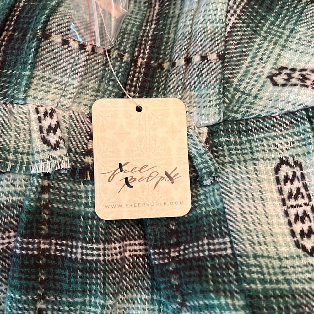 Free People Redwood Flannel Mini Dress Green - Picture 14 of 16